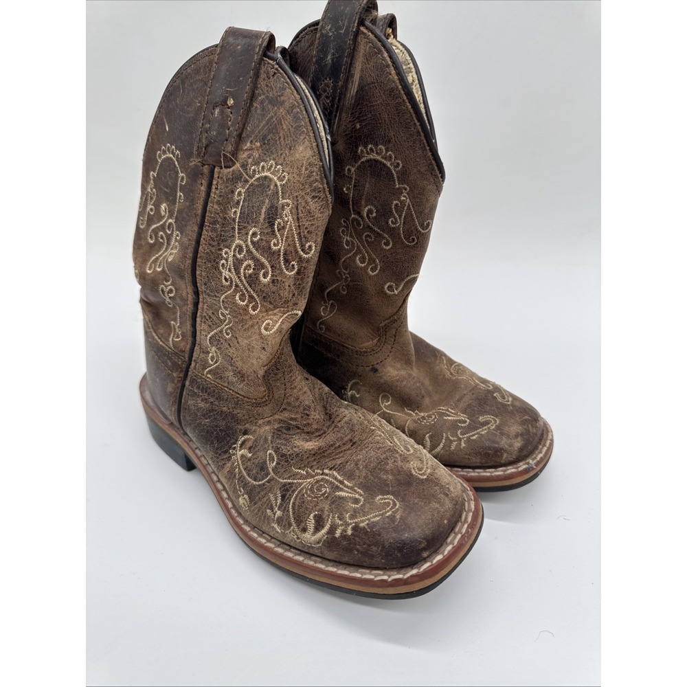 Smoky Mountain Western Boots Square Toe Brown Little Girls Youth Size 11